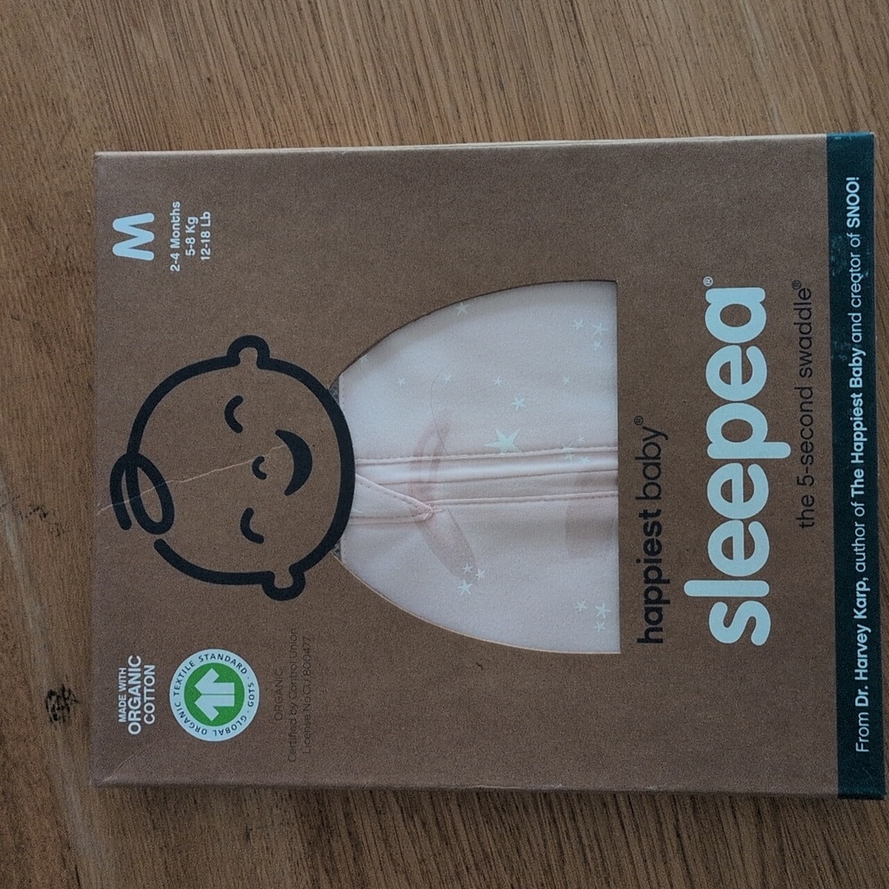 Happiest Baby Sleepea 5-Second Swaddle - 100% Organic Cotton - Rose Stars M